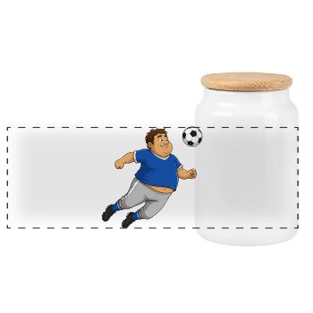Fußballer  mit Ball - Panorama Keksdose mit Holzdeckel - Weiß - Vorne