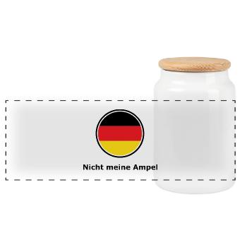 Halbkreisflagge RotGelb Deutschland - Panorama Keksdose mit Holzdeckel - Weiß - Vorne