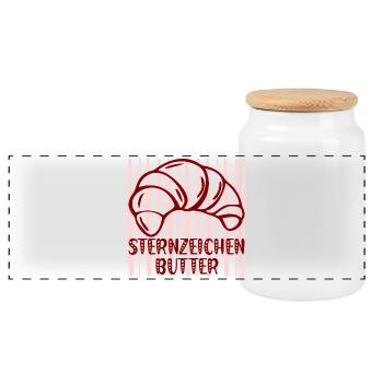 Sternzeichen Butter Croissants - Panorama Keksdose mit Holzdeckel - Weiß - Vorne