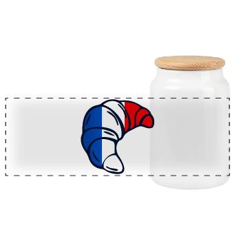 France Croissants - Boîte à biscuits avec couvercle en bois - blanc - Devant
