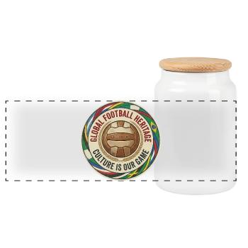 Emblème du patrimoine mondial du football - Boîte à biscuits avec couvercle en bois - blanc - Devant