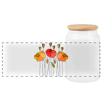 Blumen - Panorama Keksdose mit Holzdeckel - Weiß - Vorne
