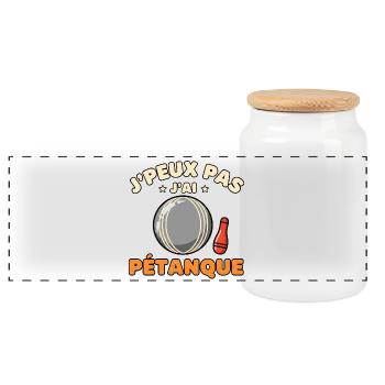 J'peux pas j'ai pétanque - Boîte à biscuits avec couvercle en bois - blanc - Devant
