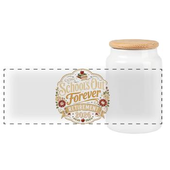 Teacher Retreat 2026 | School Finie Humor - Panoramic Cookie Jar with Wooden Lid - white - Front