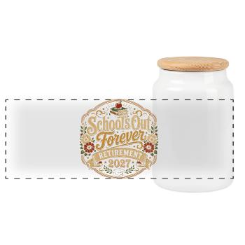 Teacher Retreat 2027 | School Finie Humor - Panoramic Cookie Jar with Wooden Lid - white - Front
