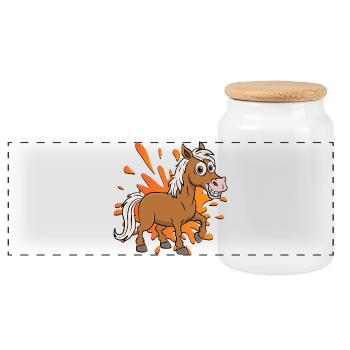 Un dessin cartoon d'un cheval Abou'Ourquob - Boîte à biscuits avec couvercle en bois - blanc - Devant
