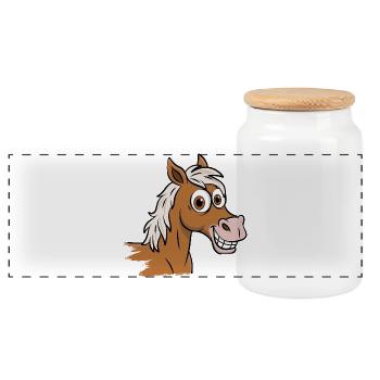 Un dessin cartoon d'un cheval Abou'Ourquob - Boîte à biscuits avec couvercle en bois - blanc - Devant