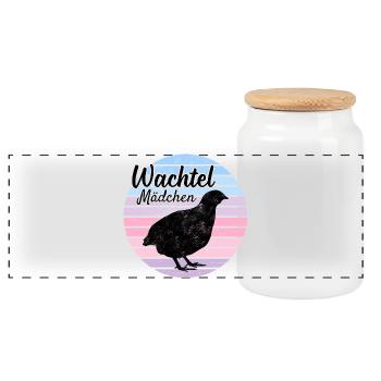 Wachtel Mädchen Retro Vintage - Panorama Keksdose mit Holzdeckel - Weiß - Vorne