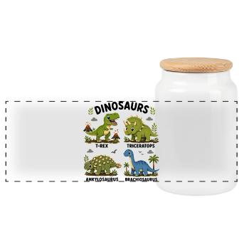 Dinosaurierarten lernen für Kinder - Panorama Keksdose mit Holzdeckel - Weiß - Vorne