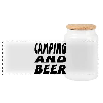Camping - Panorama Keksdose mit Holzdeckel - Weiß - Vorne