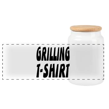 Grill - Panoramic Cookie Jar with Wooden Lid - white - Front