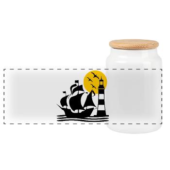 Voile - Boîte à biscuits avec couvercle en bois - blanc - Devant