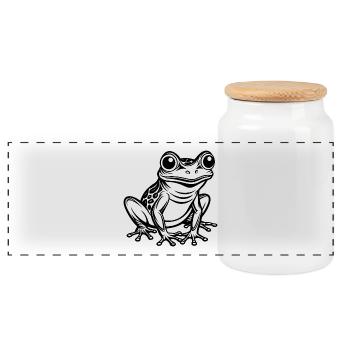 Grenouille mignonne - Boîte à biscuits avec couvercle en bois - blanc - Devant