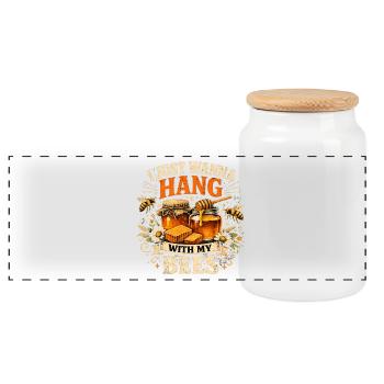I just wanna hang with my bees Bienen Honigglas - Panorama Keksdose mit Holzdeckel - Weiß - Vorne