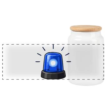 Blue Alarm Light Cartoon - Panoramic Cookie Jar with Wooden Lid - white - Front