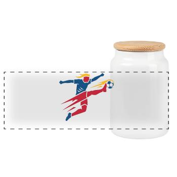 Epic Soccer Player Graphic 2026 Sports Tournament - Panoramic Cookie Jar with Wooden Lid - white - Front