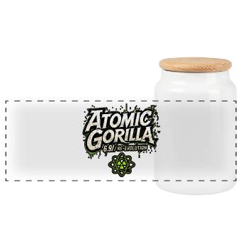 Atomic Gorilla Re-Evolution - Panoramic Cookie Jar with Wooden Lid - white - Front