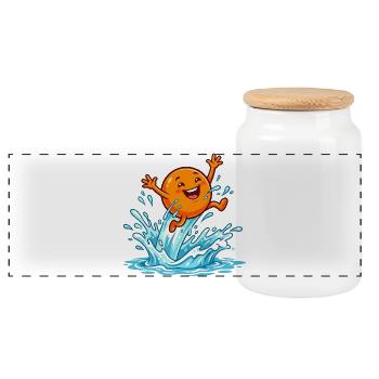 Vacances à la piscine à l’ambiance orange Orange Summer Vacation Ladies - Boîte à biscuits avec couvercle en bois - blanc - Devant