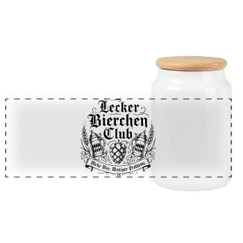 Lecker Bierchen Club Mehr Bier Weniger Probleme - Panorama Keksdose mit Holzdeckel - Weiß - Vorne