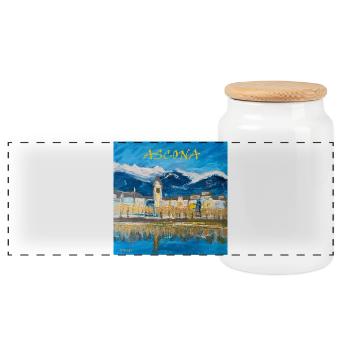 Ascona Colour Play Coastal City - Panoramic Cookie Jar with Wooden Lid - white - Front