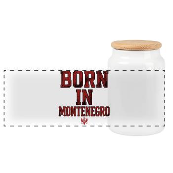 Montenegro Travel Balkans Adriatic Coast Mountains - Panoramic Cookie Jar with Wooden Lid - white - Front