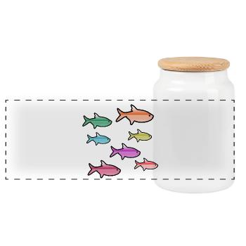 Fische - Panorama Keksdose mit Holzdeckel - Weiß - Vorne