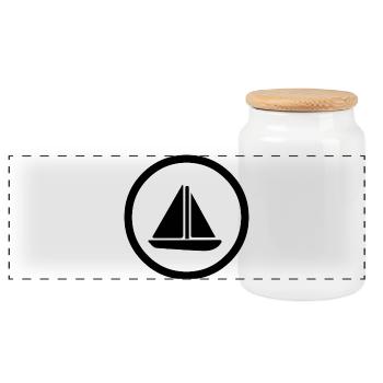 Voile - Boîte à biscuits avec couvercle en bois - blanc - Devant