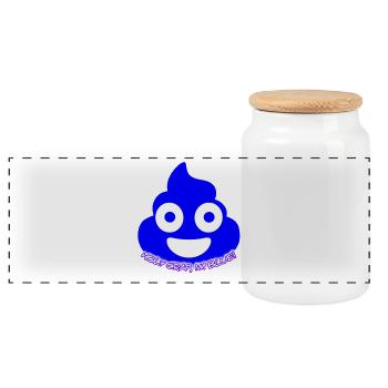 Blue Poop  Glow - Panoramic Cookie Jar with Wooden Lid - white - Front
