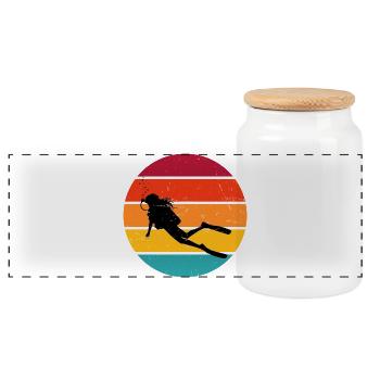 Gift idea for the diving fan with scuba diving - Panoramic Cookie Jar with Wooden Lid - white - Front