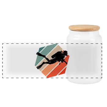 Gift idea for a freediver with Scuba Diving - Panoramic Cookie Jar with Wooden Lid - white - Front