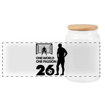 One Love One Passion Fußball Soccer - Panoramic Cookie Jar with Wooden Lid - white - Front