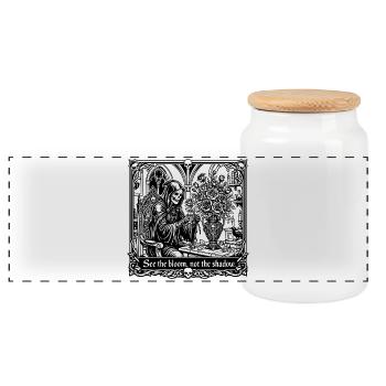 Chemise en forme de squelette squelette sombre en forme de dessin de lignes - Boîte à biscuits avec couvercle en bois - blanc - Devant