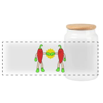 Coup de poing chili - Boîte à biscuits avec couvercle en bois - blanc - Devant