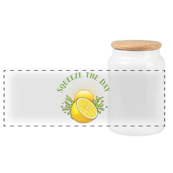 Squeeze the Day Lemon Splash - Panoramic Cookie Jar with Wooden Lid - white - Front