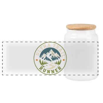 Insigne de Mountain Scenic Mountain d’Ultra Trail - Boîte à biscuits avec couvercle en bois - blanc - Devant