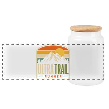 Ultra Trail Runner Mountain Sunset - Panorama Keksdose mit Holzdeckel - Weiß - Vorne