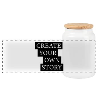 Create Your Own Story Statement - Panorama Keksdose mit Holzdeckel - Weiß - Vorne