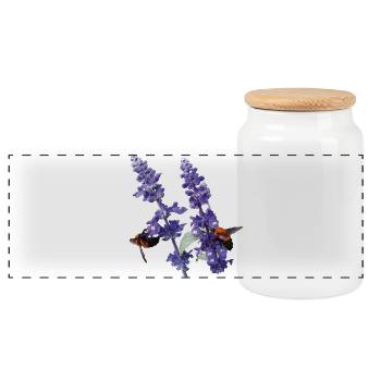Vibrant_Salvia_Farinacea_-_Bumblebees - Panoramic Cookie Jar with Wooden Lid - white - Front