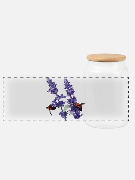 Vibrant_Salvia_Farinacea_-_Bumblebees - Panorama Keksdose mit Holzdeckel - Weiß