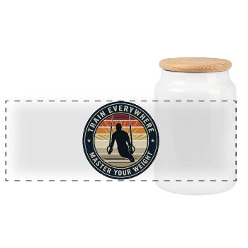 Calisthénie Entraînement au poids du corps Fitness Force - Boîte à biscuits avec couvercle en bois - blanc - Devant