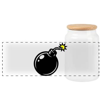 Bombe Comic - Panorama Keksdose mit Holzdeckel - Weiß - Vorne