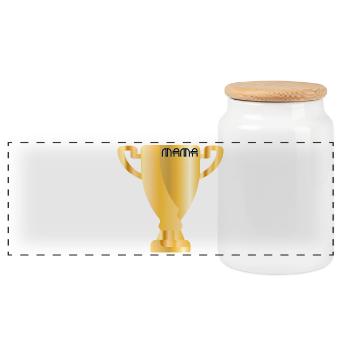 Sport Pokal - Mama - Panorama Keksdose mit Holzdeckel - Weiß - Vorne
