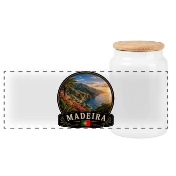 Madeira Funchal Paradies Blumen Atlantik Urlaub - Panorama Keksdose mit Holzdeckel - Weiß - Vorne