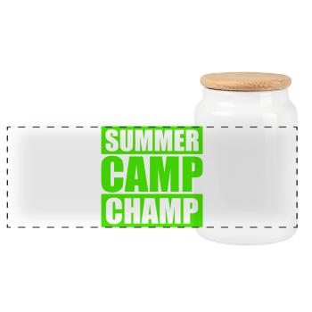 Summer Camp Champ Fun Kids Outdoor Adventure - Panoramic Cookie Jar with Wooden Lid - white - Front