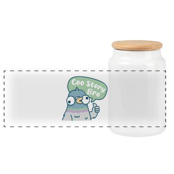Süßer Derpy Taube Gurr-Geschichte Bro Lustiges Wortspiel - Panorama Keksdose mit Holzdeckel - Weiß - Vorne
