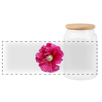 Hollyhock_in_Rain - Boîte à biscuits avec couvercle en bois - blanc - Devant