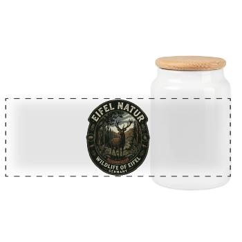 Eifel Hiking Nature Mountains Forest Landscape Eifel - Panoramic Cookie Jar with Wooden Lid - white - Front