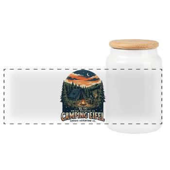 Eifel Hiking Nature Mountains Forest Landscape Eifel - Panoramic Cookie Jar with Wooden Lid - white - Front
