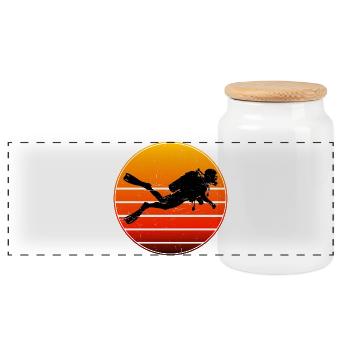 Geschenkidee für die Tauch-Fanin mit Gerätetauchen - Panorama Keksdose mit Holzdeckel - Weiß - Vorne