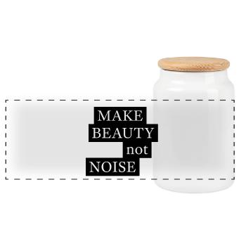 MAKE BEAUTY not NOISE - Panorama Keksdose mit Holzdeckel - Weiß - Vorne